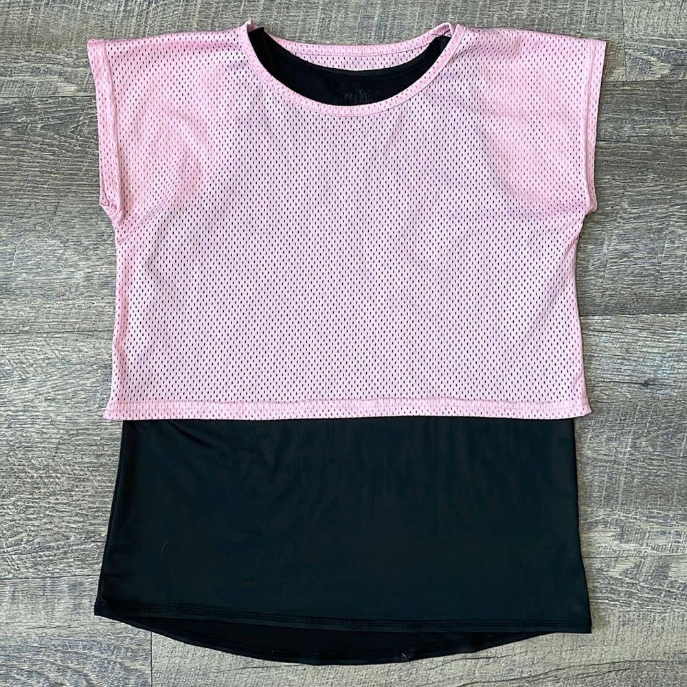 Ponytails | 2-Piece Black & Pink Mesh Top